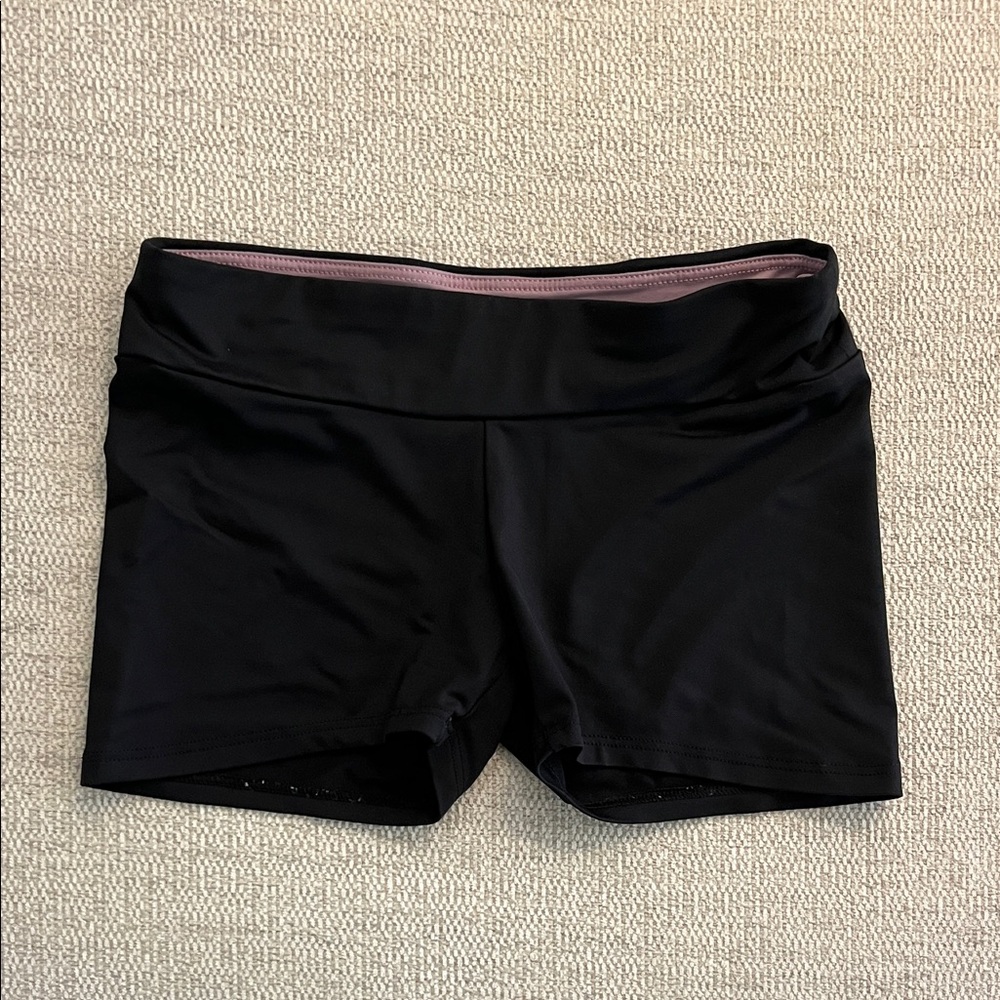 Kid’s Black Athletic Shorts with Subtle Pink Waistband